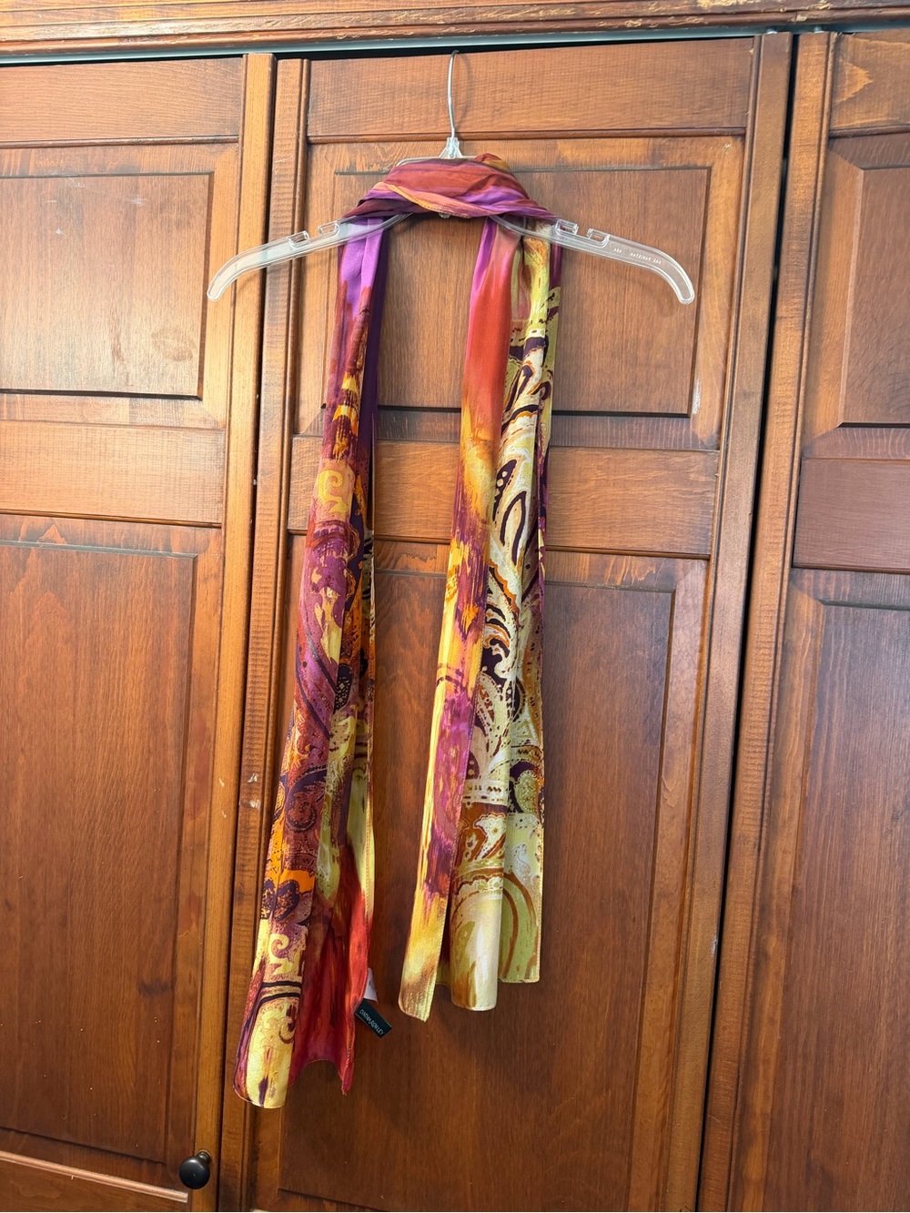 Cynthia Rowley Paisley Women's Silk Scarf fall tones orange, gold, purple